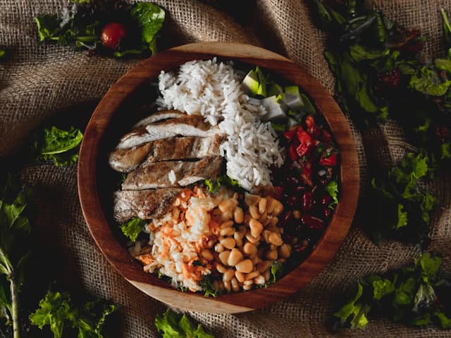 Colourful vegetables in a salad bowl